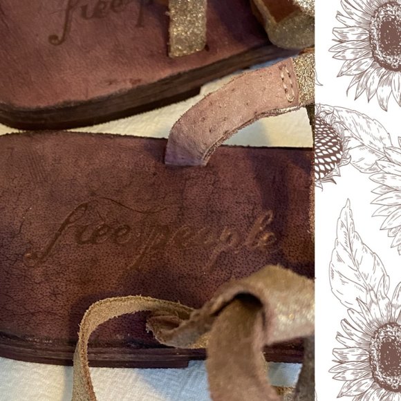 Free People Dahlia Sunkissed Metallic Leather Lace-Up Sandals Size 7 - Picture 6 of 14